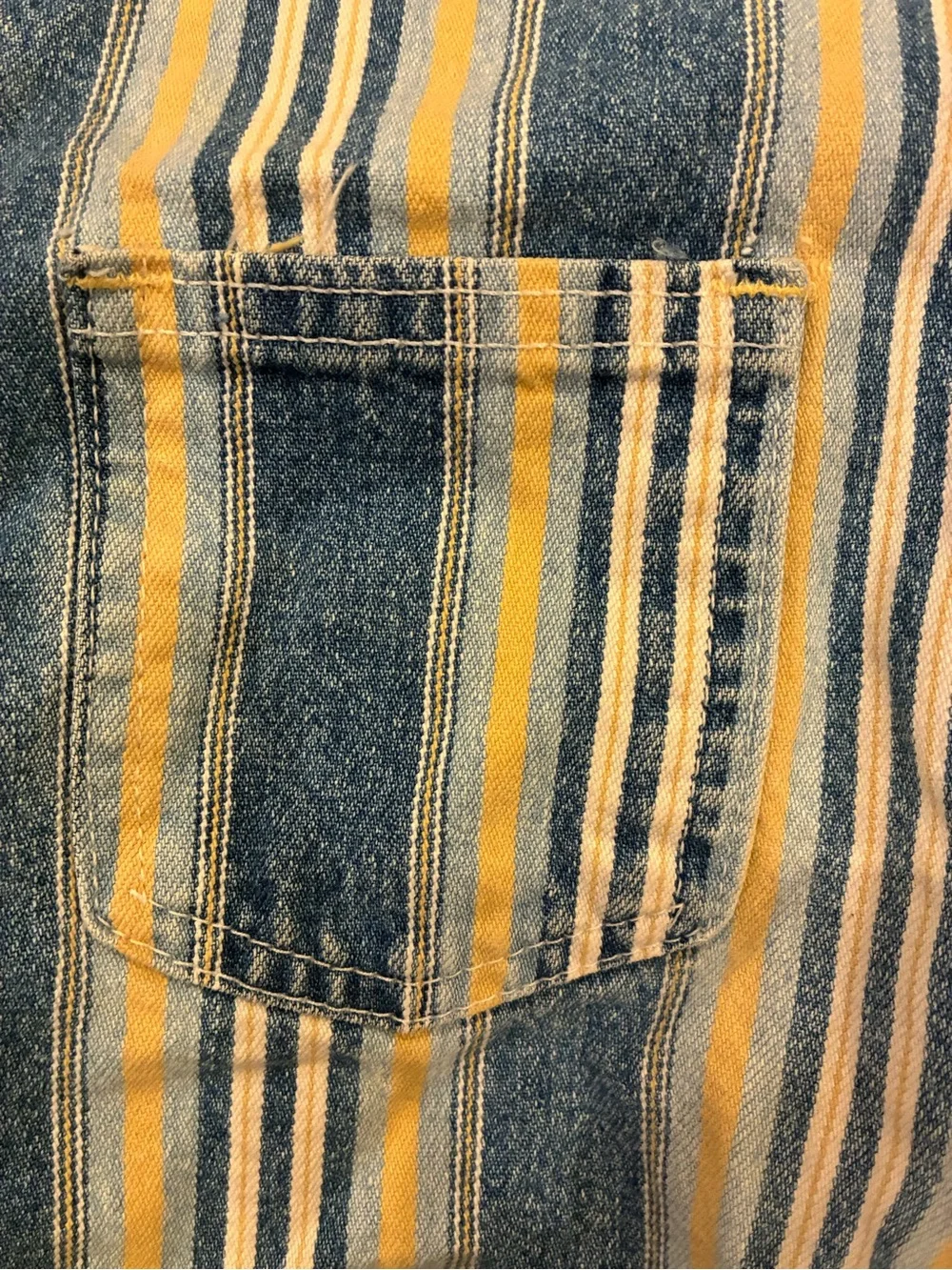 Vintage OshKosh B'gosh Vestbak Blue & Yellow Striped Denim Kids Overalls